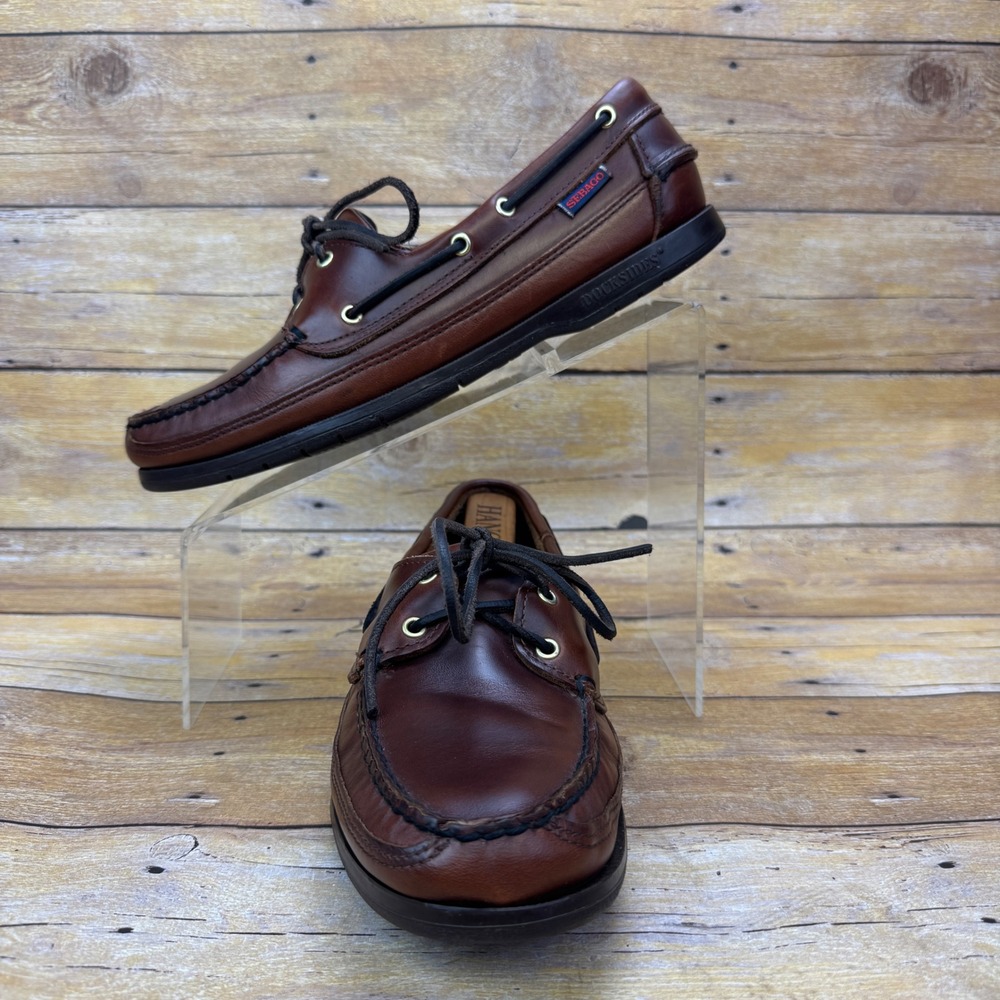 Sebago Docksides Boat Shoes Mens 8 Wide Brown Leather Casual Loafers